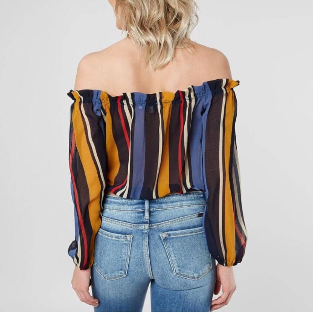 Striped off the shoulder sheer top - Picture 4 of 4